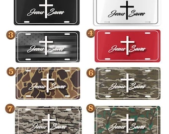 Jesus Saves Camo License Plate, Aluminum Vanity Tag