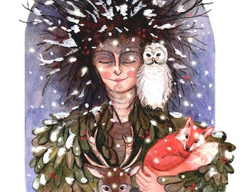 Winter Gaia, greeting card, Christmas season