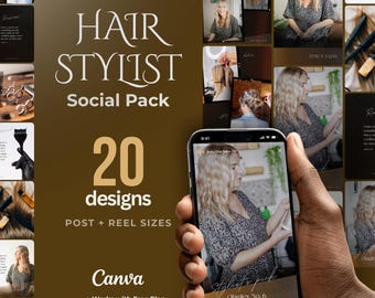 20 Hair Salon Instagram Posts | Fully editable with a Canva free account | Before and after templates
