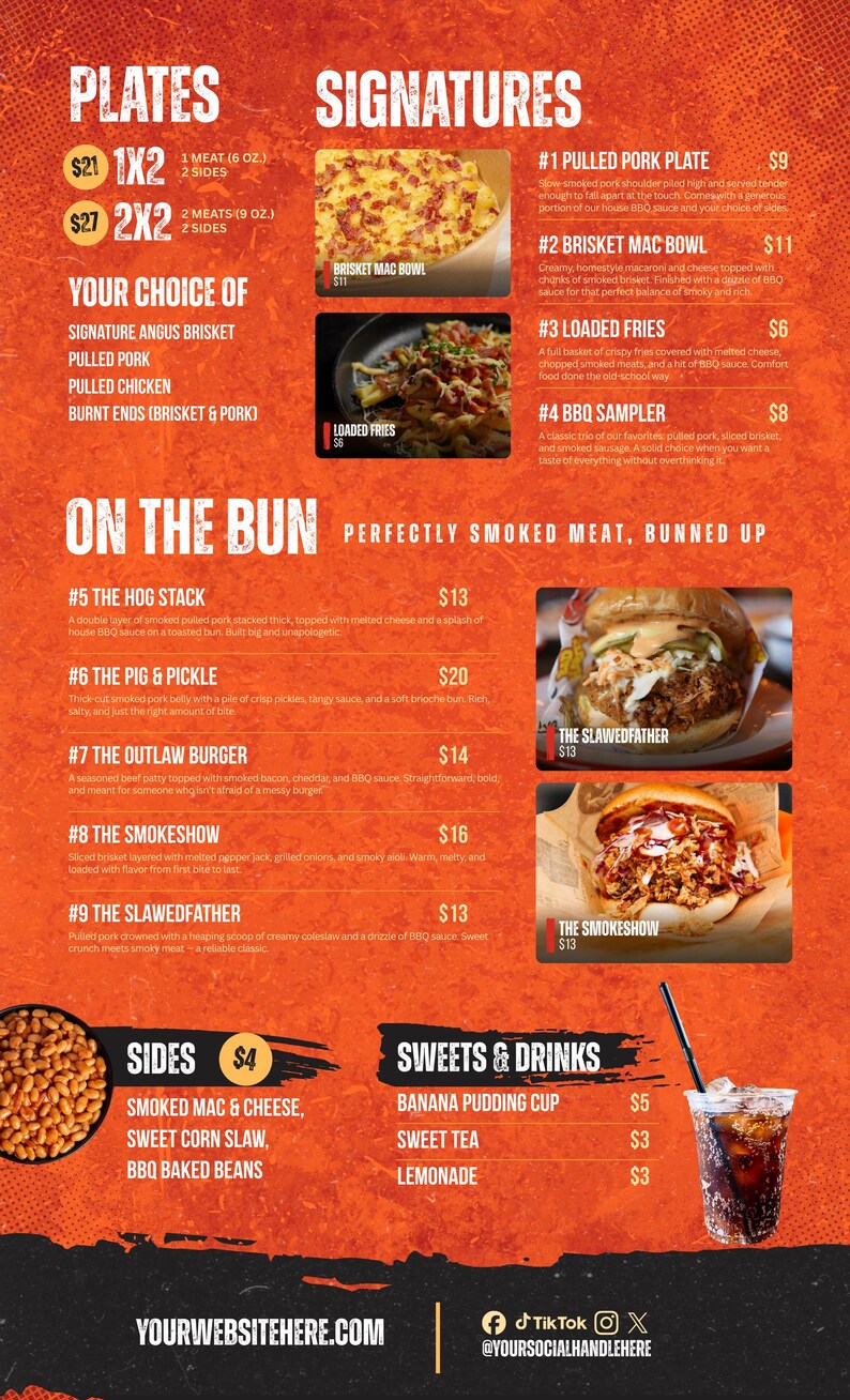 BBQ Printable Menu Canva Template | 8.5x14" Double or Single-sided ...