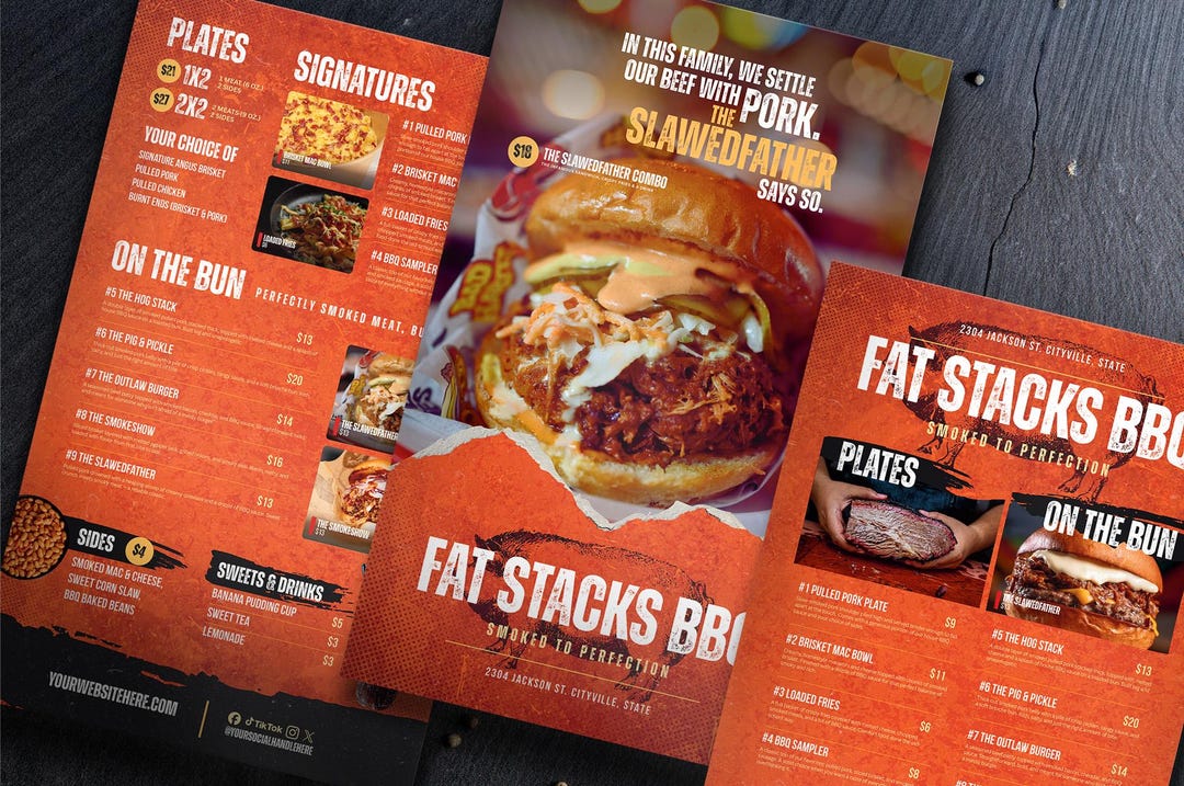 BBQ Printable Menu Canva Template | 8.5x14" Double or Single-sided ...