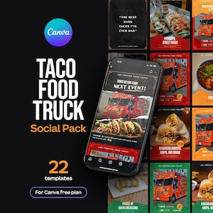 Taco Food Truck Editable Social Media Posts | Canva Templates for Free and Pro Accounts image 1