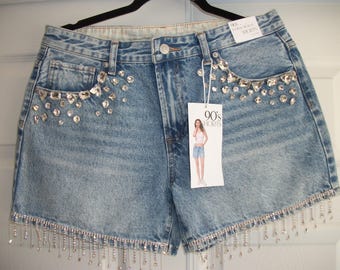 Damskie szorty z ozdobnymi zdobieniami, odzież uliczna, festiwal, zaprojektowane dla dziewczyn, które kochają błyskotki.