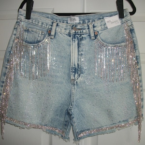 Womens Jean Shorts With Fringe - Etsy