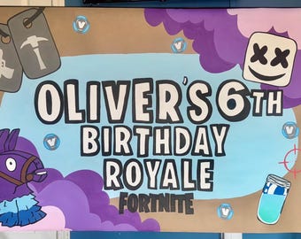 Hand Painted Battle Royale Gamer Birthday Banner