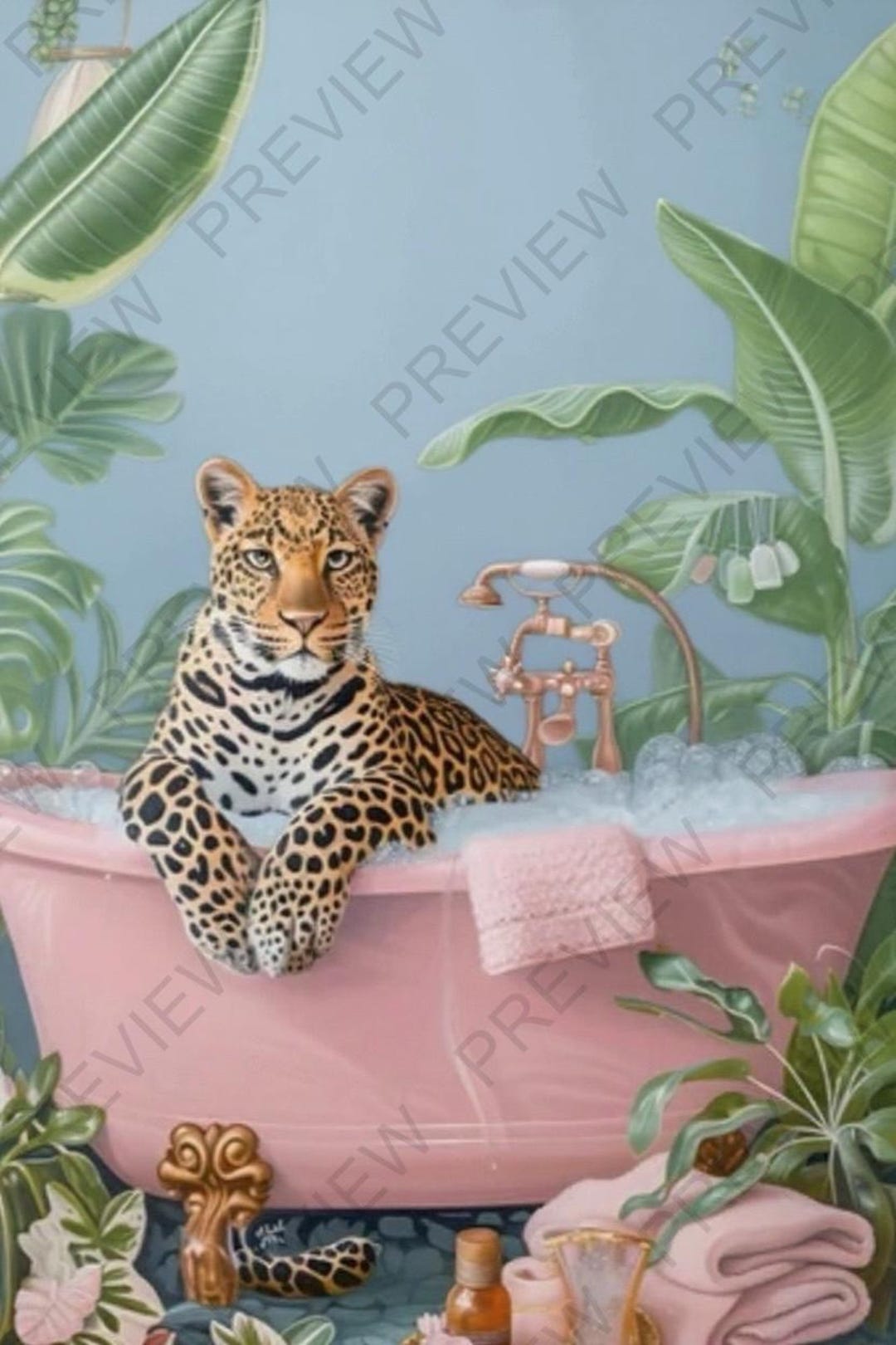 Leopard at Bath Time - Etsy