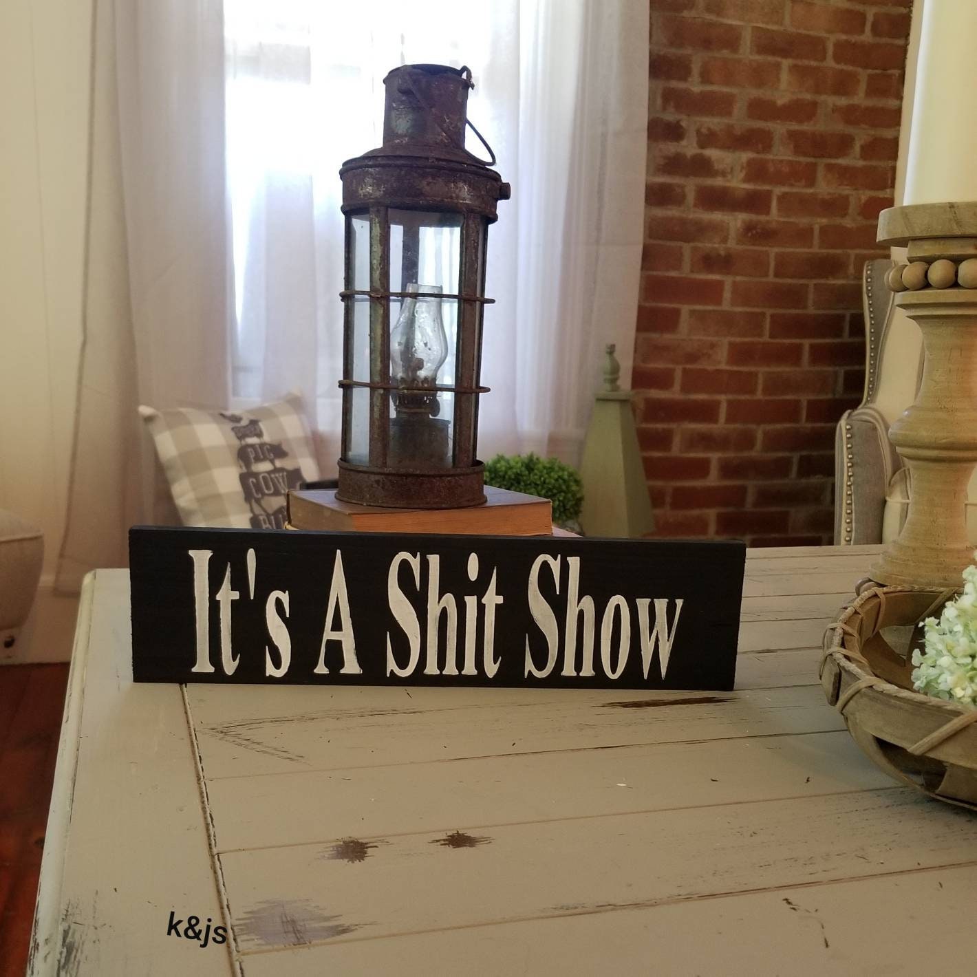 It S A Shit Show Shelf Setter Desk Office Wood Sign Funny