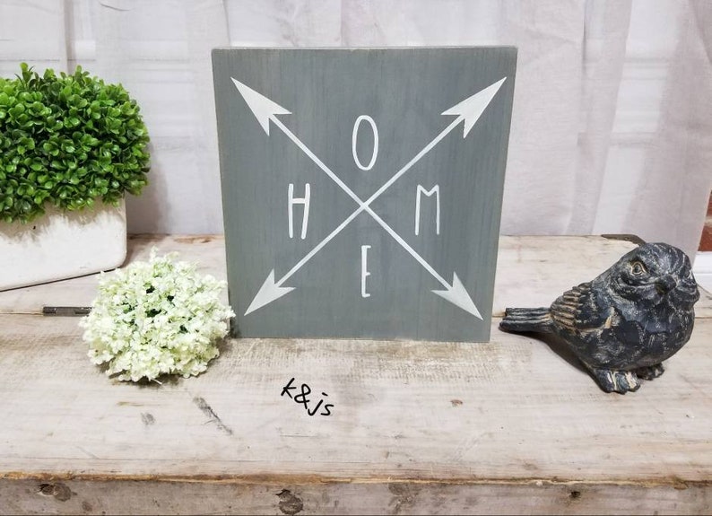 Home Sign With Arrows Farmhouse Sign Home Decor Wood Sign Etsy