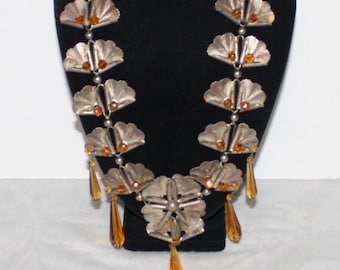 Vintage 60s MCM Brutalist Necklace Metal and Beads Stunning Artist Design