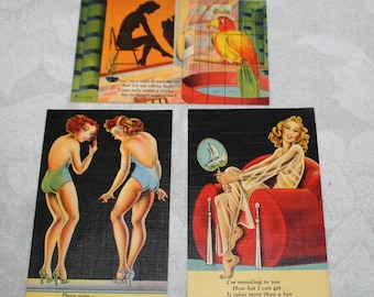 Vintage Pin Up Girl Risque Postcards 1940's original Art