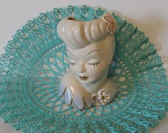 Vintage Glamour Girls Head Vase 1950s Ceramic Vase Made In USA