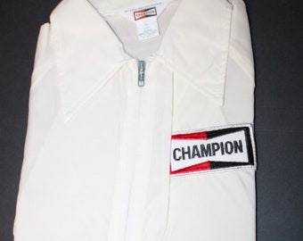 NOS 60s 70s Champion Spark Plugs Official Nylon Racing Jacket Size Large Deadstock Vintage Cool