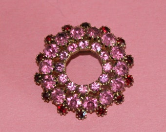 Pink Passion Rhinestone Brooch Sweatheart Valentine Lovely Vintage Pin