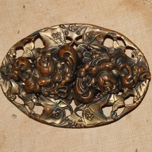 Fairy Garden 1930s Art Deco Floral Brooch Stunning Brass Craftsmanship Original Pin