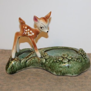 Vintage Bambi Planter Walt Disney Productions Ceramic Deer Kitsch Cutie