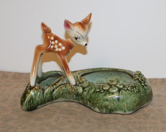 Vintage Bambi Deer Figurine Planter, 50's Walt Disney Bambi, Mid