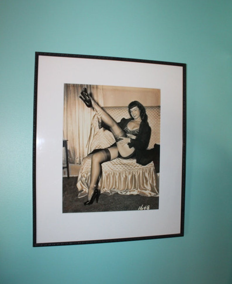 Bettie Page Framed Photo 1980s Irving Claw Collection Professionally Framed Large image 1