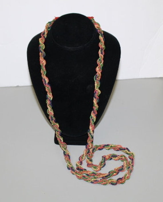 1930s Flapper Rope Beaded Long Necklace Exotic an… - image 2