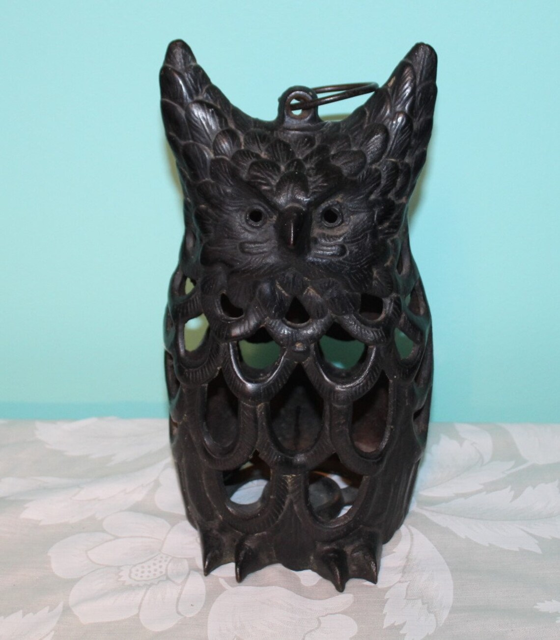 Vintage Owl Lantern Japan Cast Iron Garden Candle Holder Fall Etsy