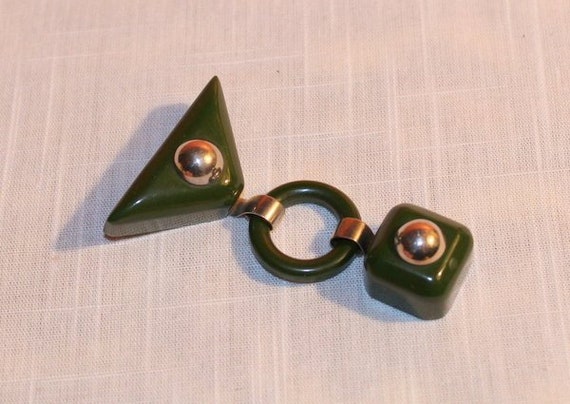 Bakelite Geometric Dangle Brooch 30s 40s Vintage L