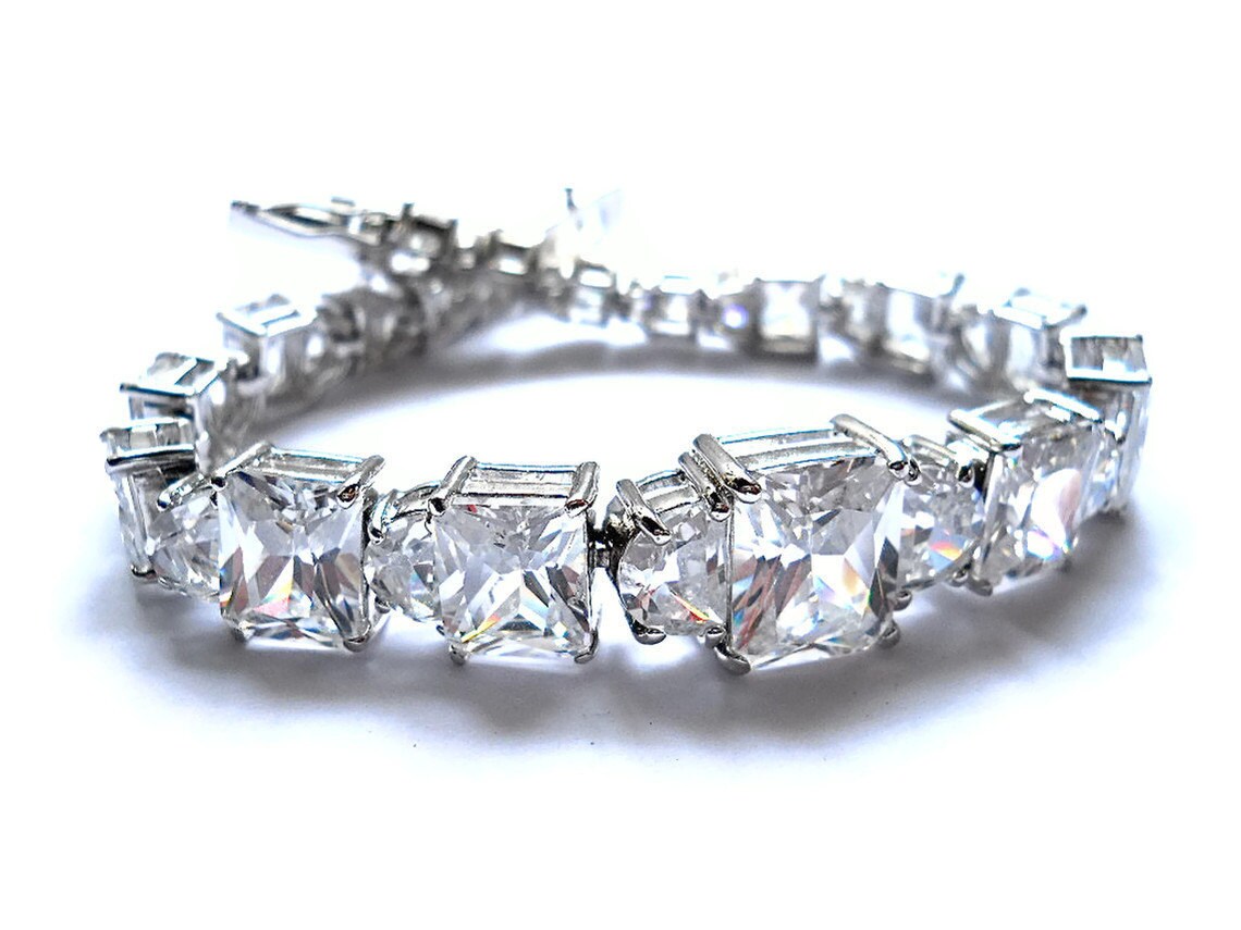 Vintage Bracelet Rhinestones Tennis Bling Bride Formal Etsy