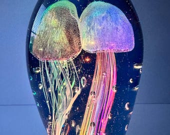Handmade Glass Jellyfish Sculpture, Ocean Art Paperweight - Etsy
