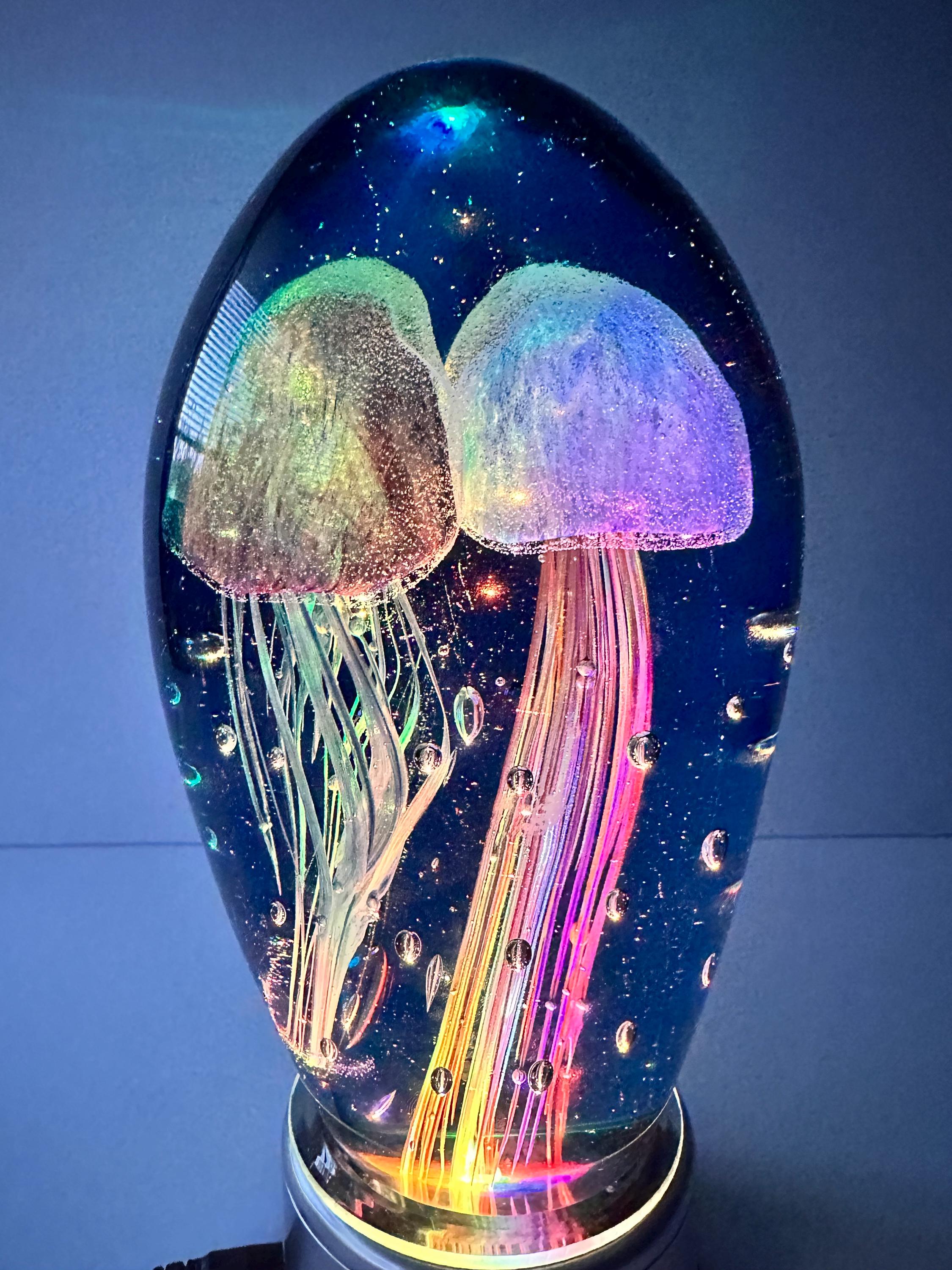 Hand Blown Glass Jellyfish Sculpture, Ocean Art Paperweight - Etsy