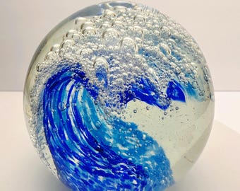3.8inOcean Wave Hand-Made from Molten Glass - Each is Unique