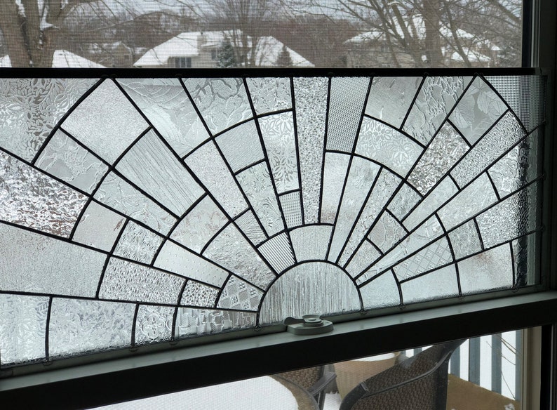 Made to Order Stained Glass Panel Window Large Clear Arch Etsy