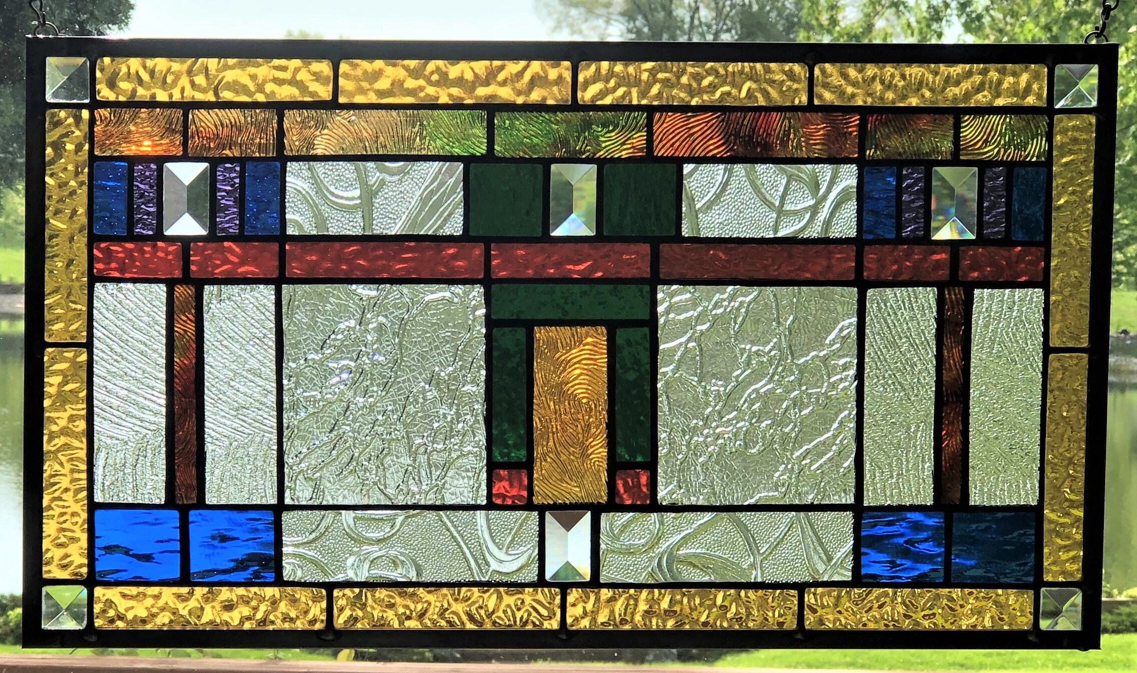 Arts and Crafts Stained Glass Panel Window Hanging Stained Etsy