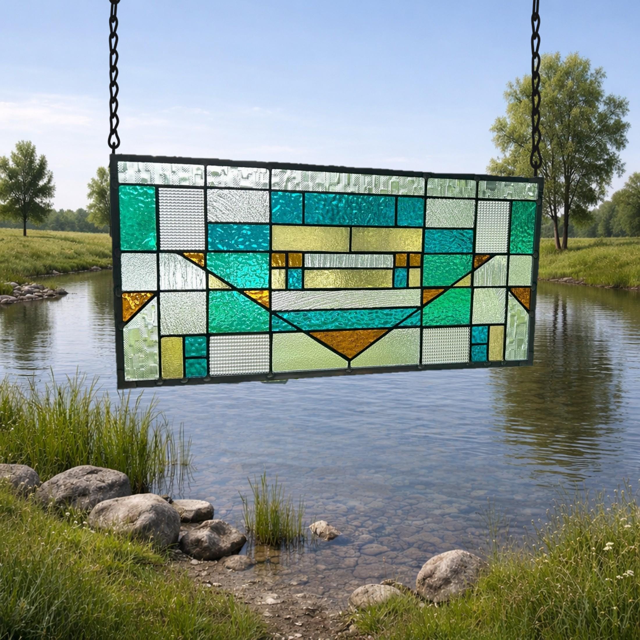 ステンドグラス No.4 1' X 4' Stained Glass Panel - Etsy
