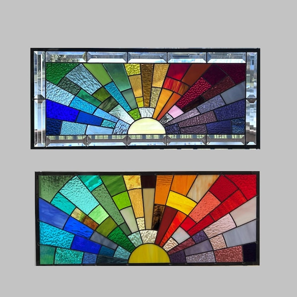 Large Stained Glass Horizontal Window Hangings Etsy