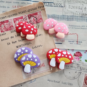 Soft PVC Mushroom Flatback Embellishments – 2 Pieces | Crafts & DIY Projects Charms | Planar Resin | Bow Centers, Badge Reels Pendants
