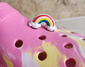 Adornos para zapatos de arcoíris, resina de PVC, colgantes