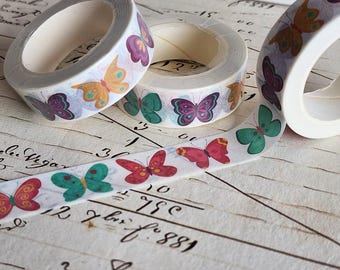 Pastel Butterfly Washi Tape, Journaling Supply, Scrapbooking, Lightweight, Easy-Tear Decorative Craft Tape