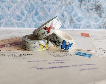Butterfly Washi Tape, Journaling Supply, Scrapbooking, Lightweight, Easy-Tear Decorative Craft Tape