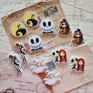 2pc Christmas Nightmare | Halloween Resin Flatback Charms for Crafts | Planar Resin Pieces | Bow Centers, Badge Reels & Pendants