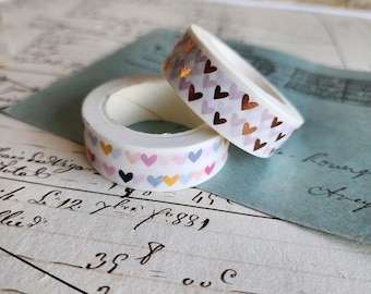 Heart Washi Tape, Journaling Supply, Scrapbooking, Lightweight, Easy-Tear Decorative Craft Tape