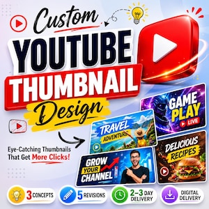 Custom YouTube Thumbnail Design for Videos