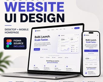 Benutzerdefinierte Website Homepage UI-Design, Figma Landing Page, Desktop Mobile Mockup