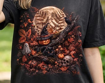 Cottagecore Halloween Shirt, Spooky Autumn Cottagecore Tee, Vintage Witchy Mushroom Shirt, Gothic Fall Nature Graphic, Halloween Gift