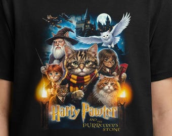 Harry Pawter and the Purrcerers Stone Cat YOUTH Shirt, Wizard Cat Parody Tee, Magical Kitty Fantasy Kids Shirt