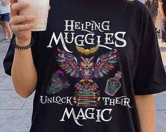 Helping Muggles Unlock Their Magic Teacher Shirt, Magical Teacher Gift, Wizard School Teacher, Back to School Classroom Shirt