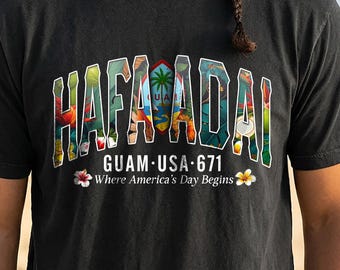 Hafa Adai Guam T-Shirt, Tropical Floral Graphic Tee, Guam USA 671 Souvenir Shirt, Comfort Colors Style, Unisex Island Life Apparel