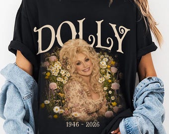 Dolly Parton Memorial Shirt, Vintage Country Music Tee, Floral Tribute Shirt, Comfort Colors Tee, Country Concert Shirt, Music Lover Gift