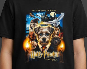 Hairy Pawter Dog Wizard YOUTH Shirt, Magical Puppy Parody Kids Tee