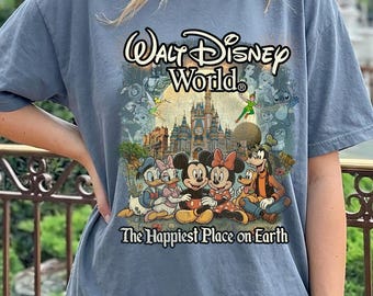 Disney World Shirt, Distressed Cracked Effect Tee, Magic Kingdom Shirt, Mickey Minnie Goofy Retro Shirt, Disney Family Trip Tee Adult Youth