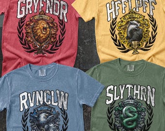 Vintage Wizard House Shirt, Distressed University Style Apparel, Magical Fantasy Crest Tee