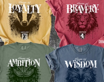 Wizard House Virtues Shirt, Bravery Wisdom Loyalty Ambition Tee, Magical Academia Comfort Colors Graphic Shirt