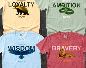 Wizard House Virtues Shirt, Bravery Wisdom Loyalty Ambition Tee, Magical Academia Comfort Colors Shirt, Vintage Fantasy Gift